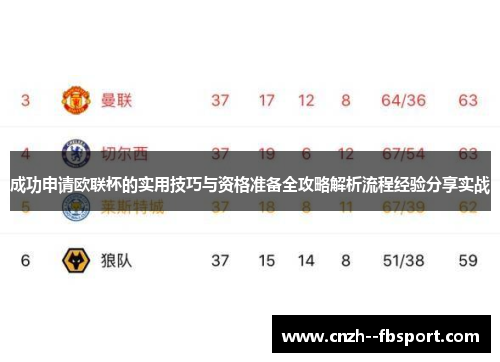 成功申请欧联杯的实用技巧与资格准备全攻略解析流程经验分享实战