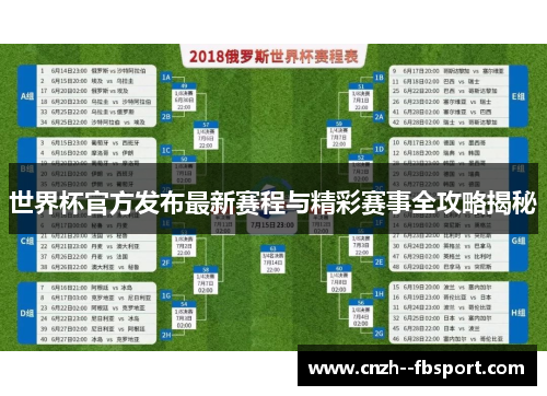 世界杯官方发布最新赛程与精彩赛事全攻略揭秘 世界杯官方发布最新赛程与精彩赛事全攻略揭秘